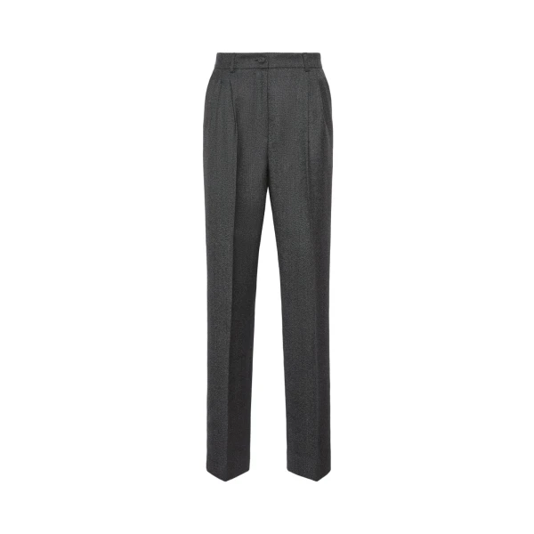Wool Carrot Trousers in Medium Grey