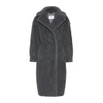 Max Mara Wool and Alpaca Teddy Bear Icon Coat in Dark Grey | Wool Coat | Coveti