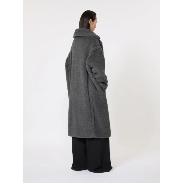 Max Mara Wool and Alpaca Teddy Bear Icon Coat in Dark Grey | Wool Coat | Coveti
