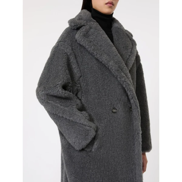 Max Mara Wool and Alpaca Teddy Bear Icon Coat in Dark Grey | Wool Coat | Coveti