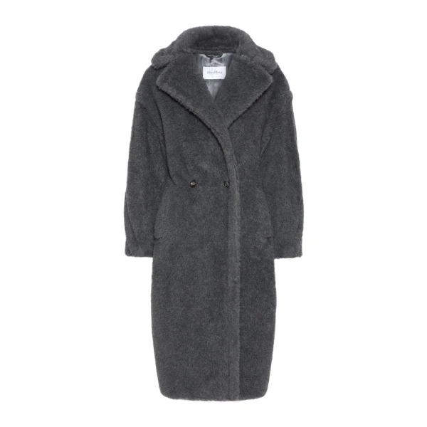 Wool and Alpaca Teddy Bear Icon Coat in Dark Grey