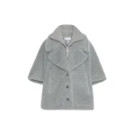 Max Mara Wool and Alpaca Teddy Cape in Light Grey | Coats | Coveti