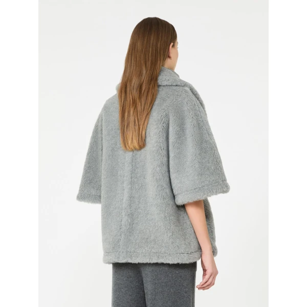 Max Mara Wool and Alpaca Teddy Cape in Light Grey | Coats | Coveti