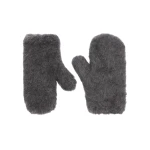 Max Mara Wool and Alpaca Teddy Mittens in Medium Grey | Gloves | Coveti