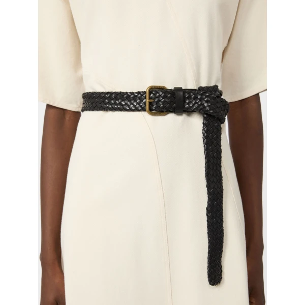 Max Mara Woven Leather Belt in Black | Belts | Coveti