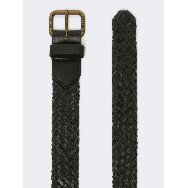 Max Mara Woven Leather Belt in Black | Belts | Coveti