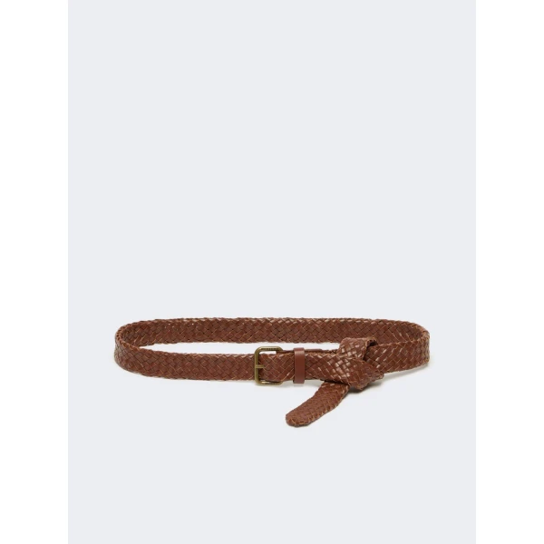 Max Mara Woven Leather Belt in Tobacco | Belts | Coveti
