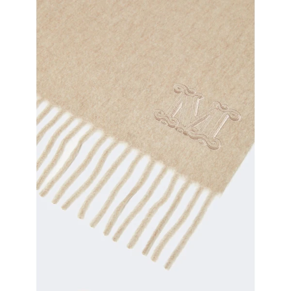 Max Mara Wsdalia Cashmere Monogram Stole in Beige | Scarves | Coveti