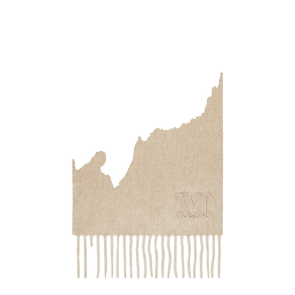 Max Mara Wsdalia Cashmere Monogram Stole in Beige | Scarves | Coveti
