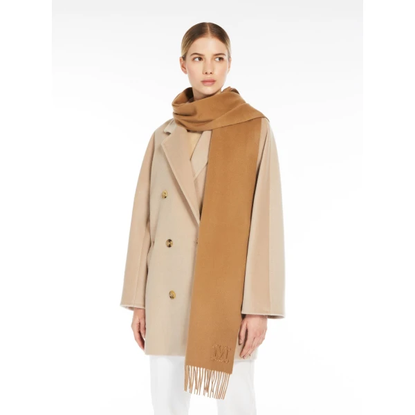 Max Mara Wsdalia Cashmere Monogram Stole in Beige Style 2 | Scarves | Coveti