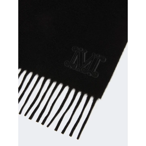 Max Mara Wsdalia Cashmere Monogram Stole in Black | Scarves | Coveti
