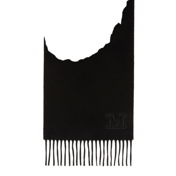 Max Mara Wsdalia Cashmere Monogram Stole in Black | Scarves | Coveti