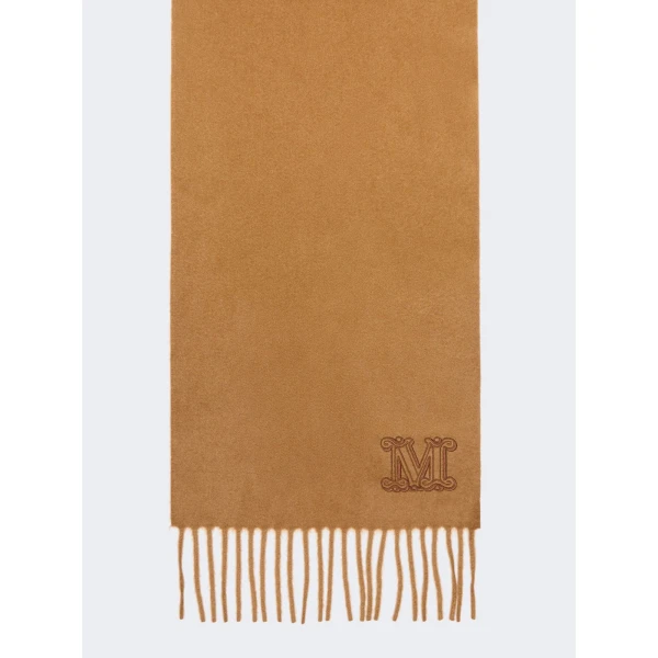 Max Mara Wsdalia Cashmere Monogram Stole in Tobacco | Scarves | Coveti