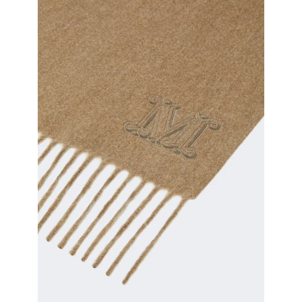 Max Mara Wsdalia Monogram Cashmere Stole in Beige | Scarves | Coveti