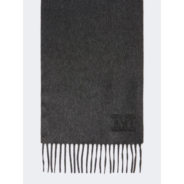 Max Mara Wsdalia Monogram Cashmere Stole in Dark Grey | Scarves | Coveti