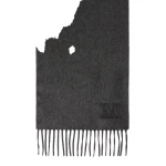 Max Mara Wsdalia Monogram Cashmere Stole in Dark Grey | Scarves | Coveti