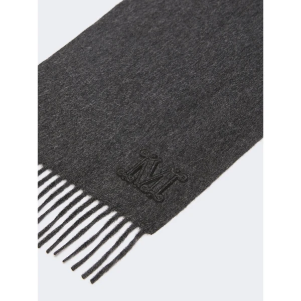 Max Mara Wsdalia Monogram Cashmere Stole in Dark Grey | Scarves | Coveti