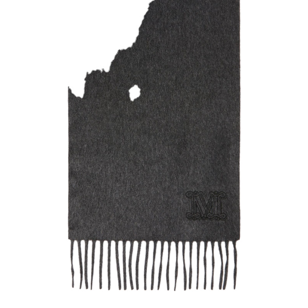 Max Mara Wsdalia Monogram Cashmere Stole in Dark Grey | Scarves | Coveti