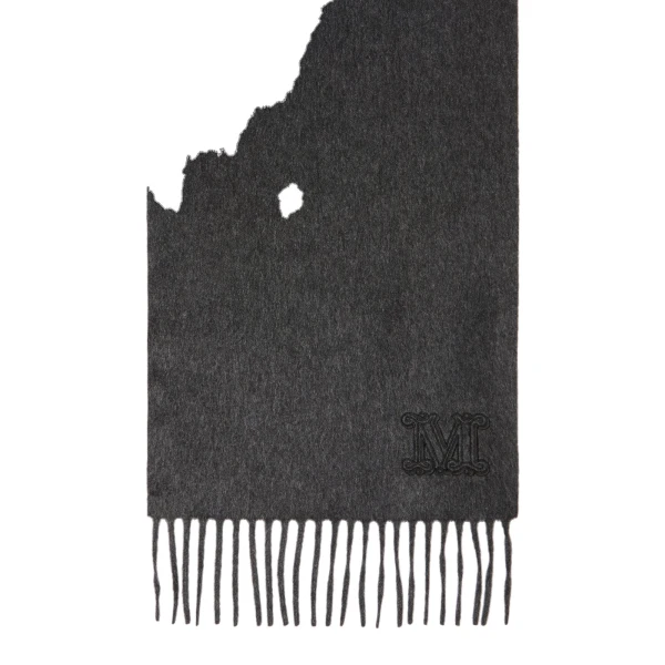Max Mara Wsdalia Monogram Cashmere Stole in Dark Grey | Scarves | Coveti