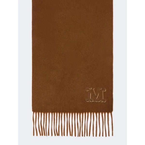 Max Mara Wsdalia Monogram Cashmere Stole in Hazelnut Brown | Scarves | Coveti