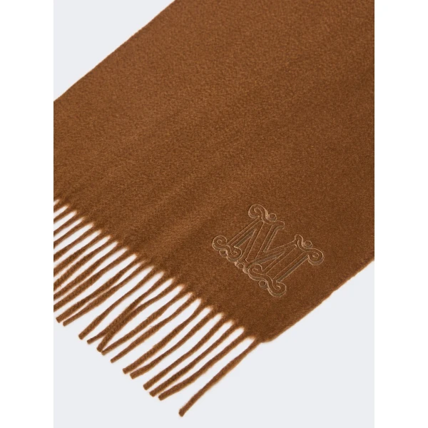 Max Mara Wsdalia Monogram Cashmere Stole in Hazelnut Brown | Scarves | Coveti