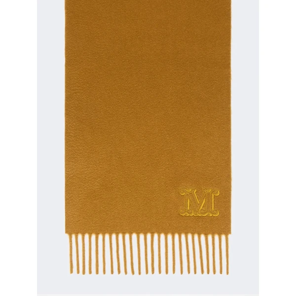 Max Mara Wsdalia Monogram Cashmere Stole in Mustard | Scarves | Coveti