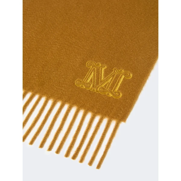 Max Mara Wsdalia Monogram Cashmere Stole in Mustard | Scarves | Coveti