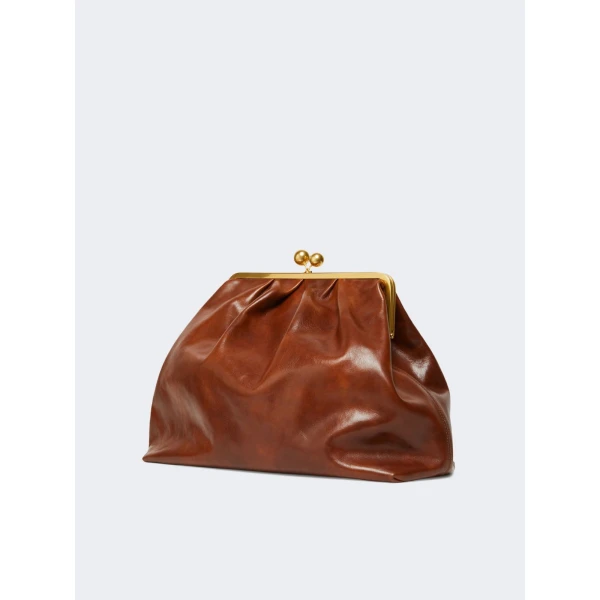 Max Mara XXL Leather Pasticcino Bag in Tobacco | Clutch Bags | Coveti