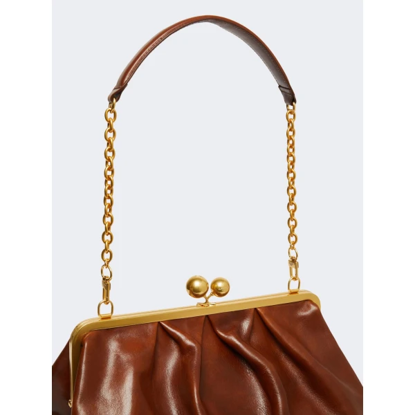 Max Mara XXL Leather Pasticcino Bag in Tobacco | Clutch Bags | Coveti