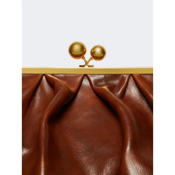 Max Mara XXL Leather Pasticcino Bag in Tobacco | Clutch Bags | Coveti