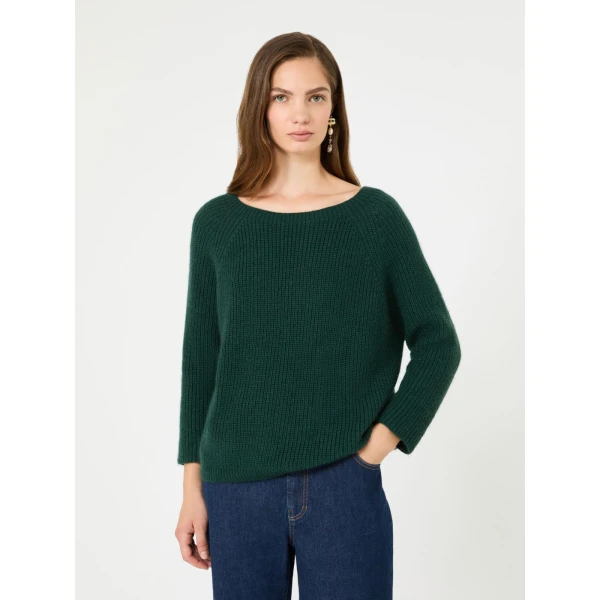 Max Mara Xeno Mohair Blend Jumper in Dark Green | Sweaters | Coveti