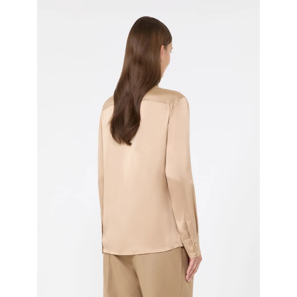 Max Mara Xero Silk Satin Shirt in Camel | Shirts | Coveti