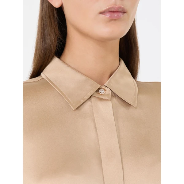Max Mara Xero Silk Satin Shirt in Camel | Shirts | Coveti