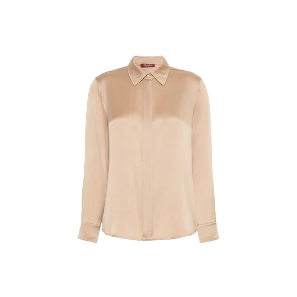Max Mara Xero Silk Satin Shirt in Camel | Shirts | Coveti