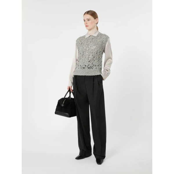 Max Mara Xero Silk Satin Shirt in Pearl Grey | Shirts | Coveti