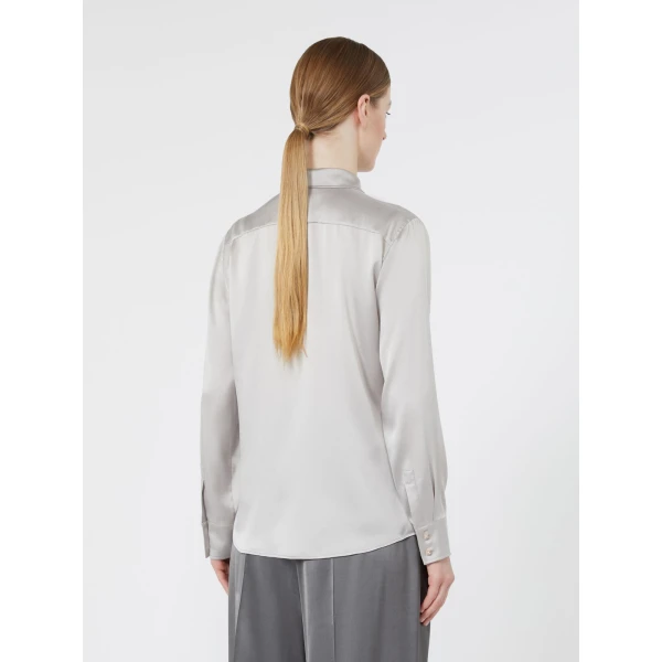 Max Mara Xero Silk Satin Shirt in Pearl Grey | Shirts | Coveti