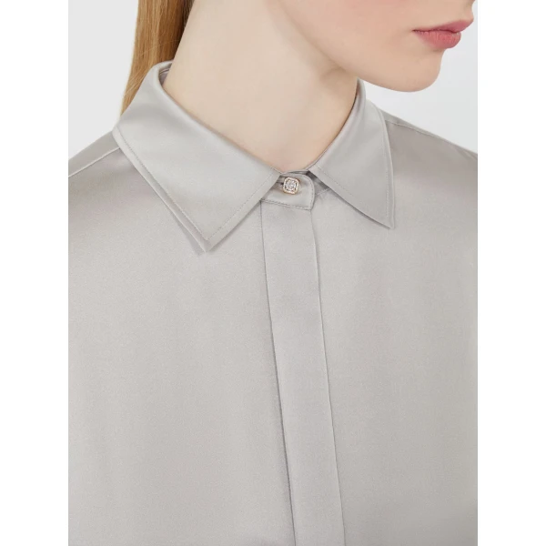 Max Mara Xero Silk Satin Shirt in Pearl Grey | Shirts | Coveti