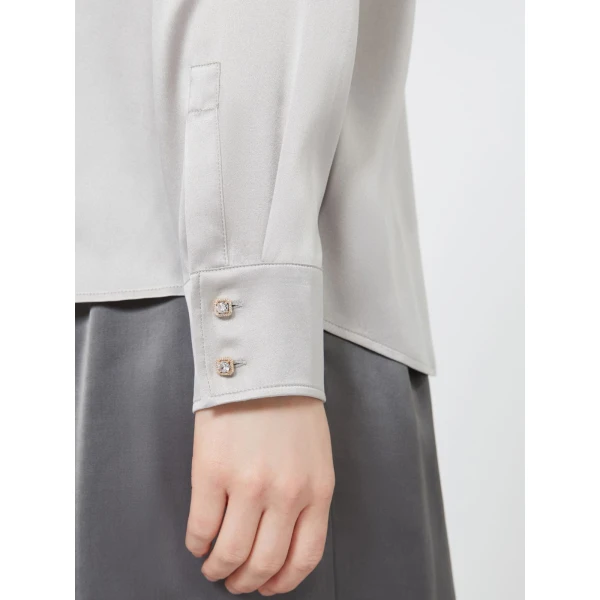 Max Mara Xero Silk Satin Shirt in Pearl Grey | Shirts | Coveti