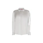 Max Mara Xero Silk Satin Shirt in Pearl Grey | Women | Coveti