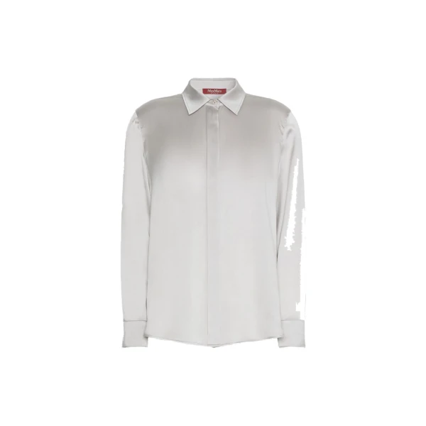 Max Mara Xero Silk Satin Shirt in Pearl Grey | Women | Coveti