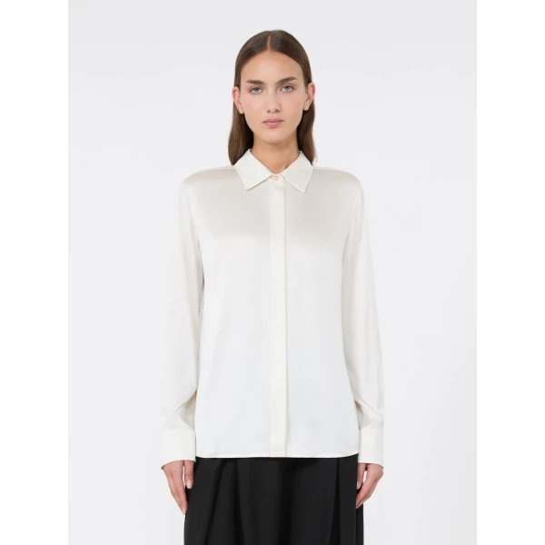 Max Mara Xero Silk Satin Shirt in Silk White | Shirts | Coveti