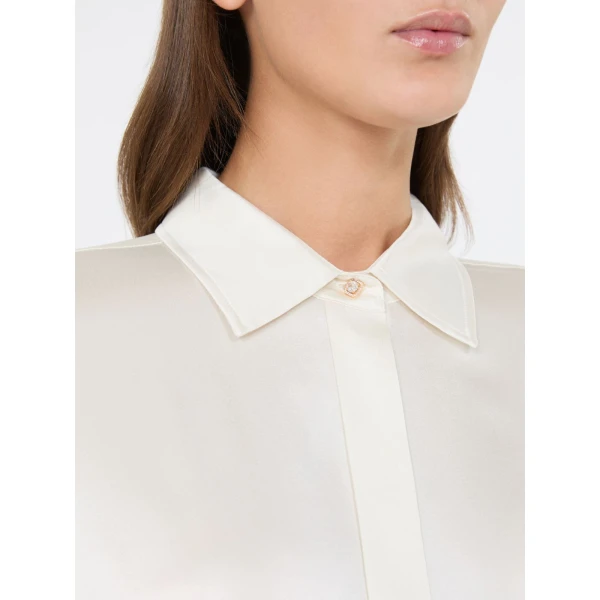 Max Mara Xero Silk Satin Shirt in Silk White | Shirts | Coveti