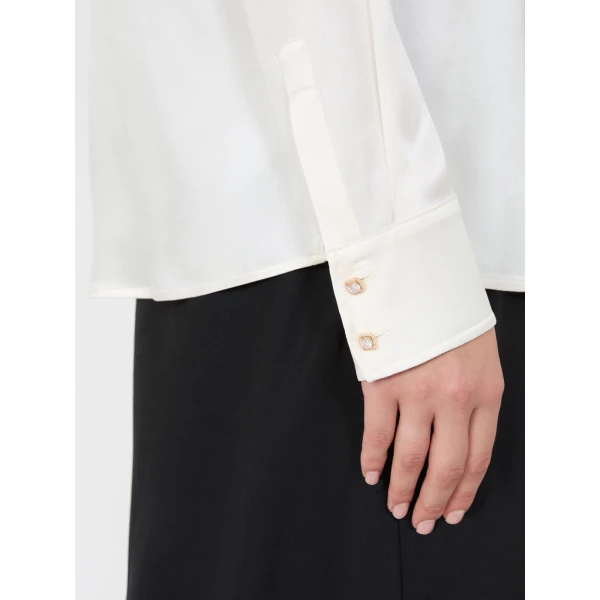 Max Mara Xero Silk Satin Shirt in Silk White | Shirts | Coveti