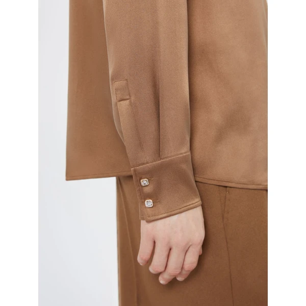 Max Mara Xero Silk Satin Shirt in Tobacco | Shirts | Coveti