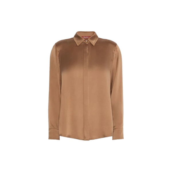 Max Mara Xero Silk Satin Shirt in Tobacco | Shirts | Coveti