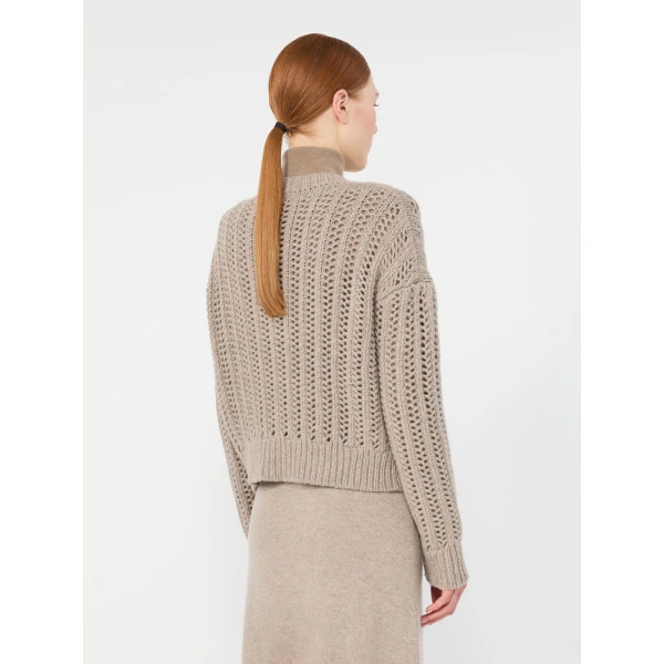 Max Mara Zaino Open-Knit Cashmere Cardigan in Sand | Cardigan | Coveti