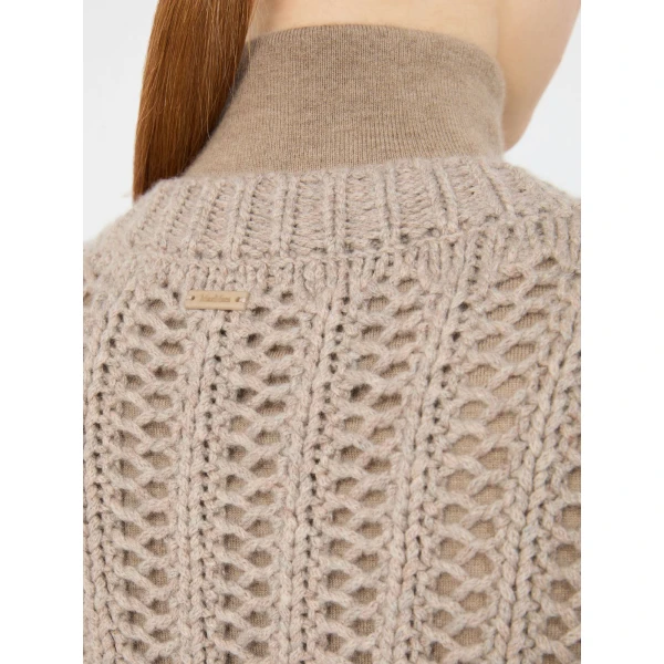 Max Mara Zaino Open-Knit Cashmere Cardigan in Sand | Cardigan | Coveti