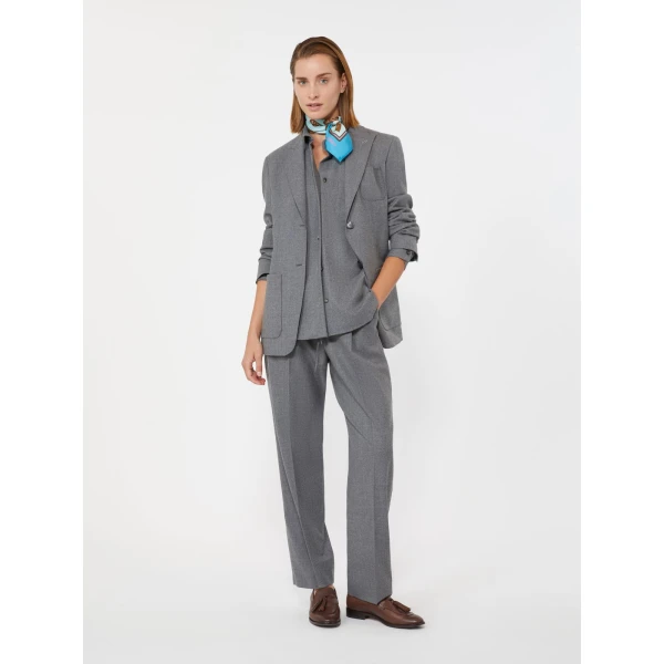 Max Mara Zamia Cashmere Foule Drawstring Trousers in Medium Grey | Tailored pants | Coveti