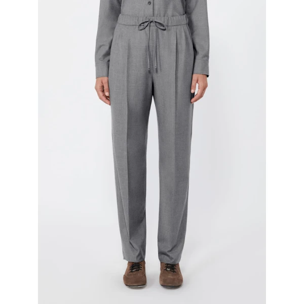 Max Mara Zamia Cashmere Foule Drawstring Trousers in Medium Grey | Tailored pants | Coveti