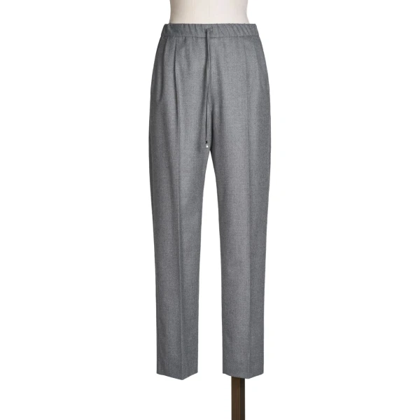 Max Mara Zamia Cashmere Foule Drawstring Trousers in Medium Grey | Tailored pants | Coveti